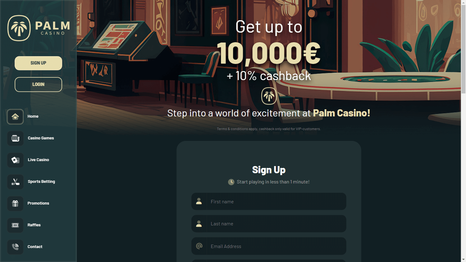 Palm Casino Captura de pantalla para ordenador