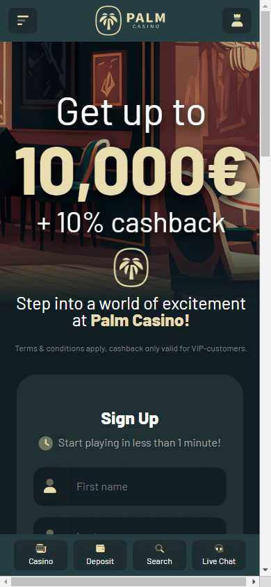 Palm Casino Captura de pantalla para móvil